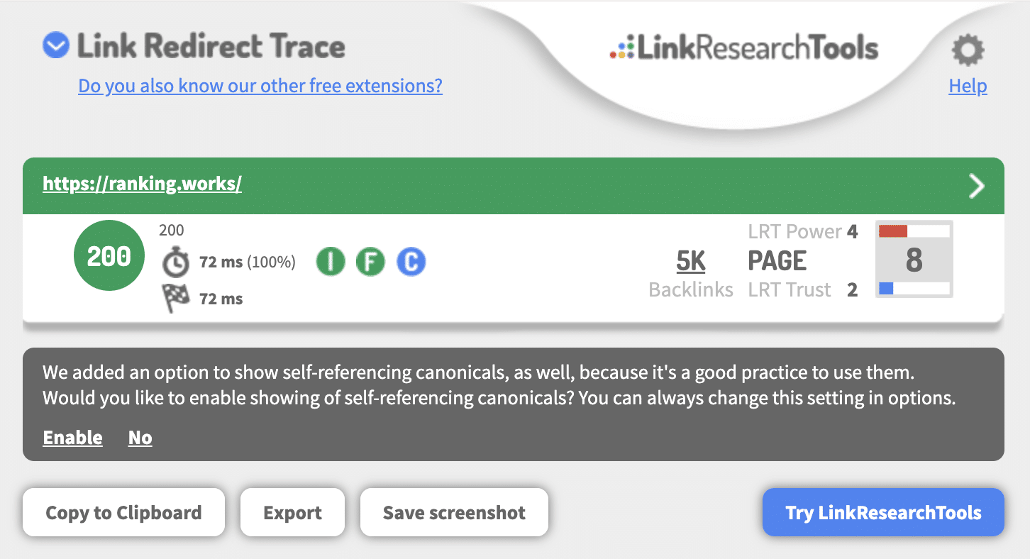 安裝使用 Link Redirect Trace 外掛檢查 HTTP 狀態